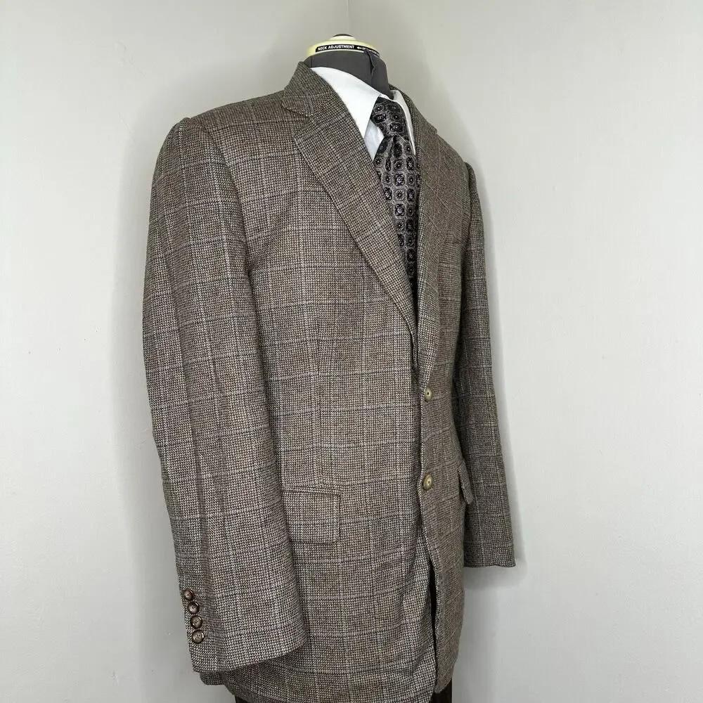 Astor Black Mens 43R Cashmere Blazer Brown XL Sport Coat Jacket Surgeon Cuffs